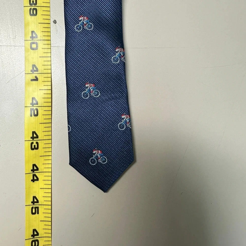 Crewcuts J.Crew Boys Navy Blue Silk Bicycle Embroidered Necktie 42 Inch Tie